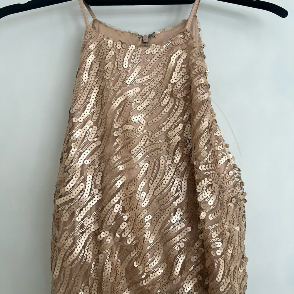 Donna Morgan Rose Gold Sequin Gown (Size 6)